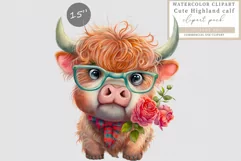 Highland calf clipart, Valentines Day, Birthday clipart Product Image 1