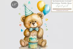 Teddy bear clipart, Birthday clipart, Teddy sublimation Product Image 1