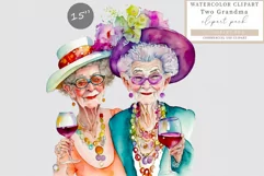 Two grandma clipart, Funny clipart, Birthday sublimation Product Image 1