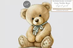 Teddy bear clipart, Teddy clipart, Watercolor clipart Product Image 1