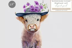 Highland calf clipart, Calf sublimation, Cow clipart Product Image 1
