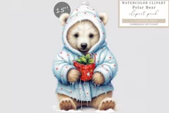 Polar bear clipart, Bear clipart, Christmas clipart, Product Image 1