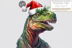 Christmas clipart, Trex clipart, Dinosaur clipart Product Image 1