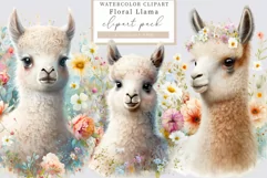 Llama clipart, Floral clipart, Animal clipart Product Image 1