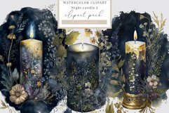 Night candle clipart, Candle clipart, Floral clipart Product Image 1