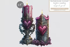Gothic candles clipart, Gothic clipart, Hearts clipart Product Image 1