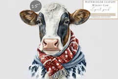 Cow clipart, Christmas clipart, Winter sublimation Product Image 1