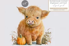 Highland calf clipart, Autumn clipart, Fall clipart, Product Image 1