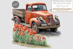 Old rustic red truck sublimation, red truck clipart, Spring Product Image 1