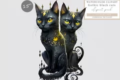Black cat clipart, Gothic clipart, Halloween clipart Product Image 1