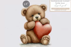 Teddy bear clipart, Valentine's Day clipart, Birthday Product Image 1