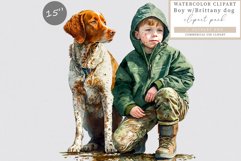 Boy with dog clipart, Hanting boy clipart, Dog clipart Product Image 1