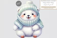 Polar bear clipart, Winter clipart, Christmas clipart Product Image 1