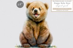 Baby bear clipart, Animals clipart, Watercolor clipart Product Image 1
