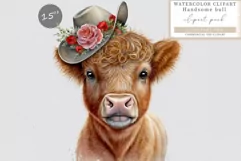 Highland bull clipart, Valentines Day clipart, Birthday Product Image 1