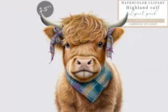 Highland cow sublimation, Calf sublimation, Cow clipart Product Image 1