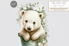 Polar bear clipart, Christmas clipart, Bear clipart Product Image 1