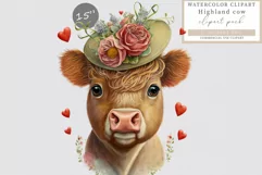 Highland cow clipart, Valentine clipart, Birthday clipart Product Image 1