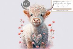 Highland calf sublimation, Love clipart, Valentines Day Product Image 1