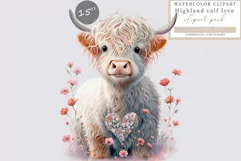 Highland calf sublimation, Love clipart, Valentines Day Product Image 1