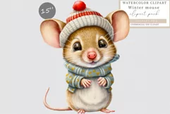 Christmas mouse clipart, Mouse clipart, Winter sublimation Product Image 1