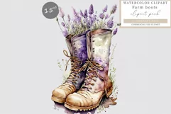 Farm boots clipart, Lavender clipart, Floral clipart Product Image 1