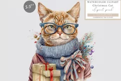 Cat clipart, Christmas clipart, Christmas cat sublimation Product Image 1