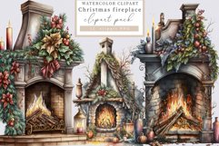Fireplace clipart, Christmas clipart Product Image 1