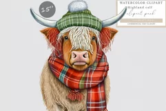 Highland calf clipart, Christmas clipart, Cow sublimation Product Image 1
