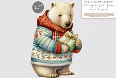 Christmas clipart, Polar bear clipart, Watercolor clipart Product Image 1