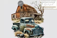 Old rustic truck clipart, Truck clipart, Old barn clipart Product Image 1