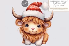 Highland calf clipart, Christmas clipart Product Image 1
