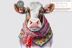 Christmas cow clipart, Christmas sublimation, Cow clipart Product Image 1