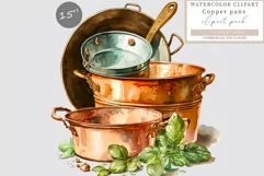 Copper pots clipart, Kitchen clipart, Farmhouse clipart Product Image 1