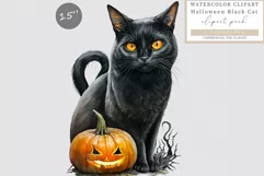 Halloween clipart, Black cat clipart, Cat sublimation Product Image 1