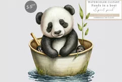 Panda clipart, Cute clipart, Watercolor sublimation Product Image 1