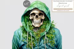 Skeleton wearing hoodie clipart, Skeleton clipart, Gothic Product Image 1