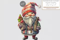 Gnome clipart, Christmas clipart, Watercolor clipart Product Image 1