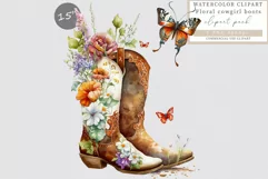 Cowgirl boots clipart, Cowboy sublimation, Sublimation Product Image 1
