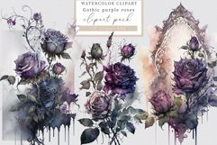 Gothic clipart, Purple roses clipart, Halloween sublimation Product Image 1