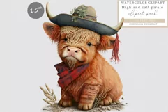 Highland calf clipart, Pirate clipart, Calf sublimation Product Image 1