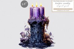 Candle clipart, Gothic sublimation, Halloween clipart, Product Image 1