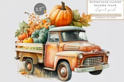 Autumn truck, Pumpkin clipart, Autumn sublimation Product Image 1
