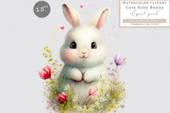 Baby bunny clipart, Spring clipart, Easter clipart Product Image 1
