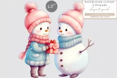 Snowman clipart, Christmas clipart, Friends clipart Product Image 1