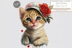 Kitten clipart, Love clipart, Birthday clipart Product Image 1