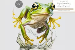 Frog hopping clipart, Funny clipart, Frog sublimation Product Image 1