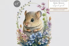 Baby mouse clipart, Floral clipart, Animals sublimation Product Image 1