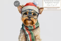 Yorkshire terrier clipart, Christmas clipart, Dog clipart Product Image 1
