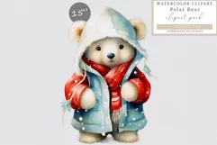 Polar bear clipart, Christmas clipart, Bear clipart Product Image 1